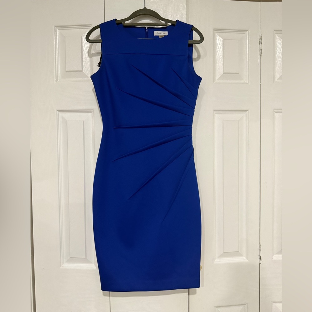 Calvin Klein Cobalt Blue Midi Sheath Dress